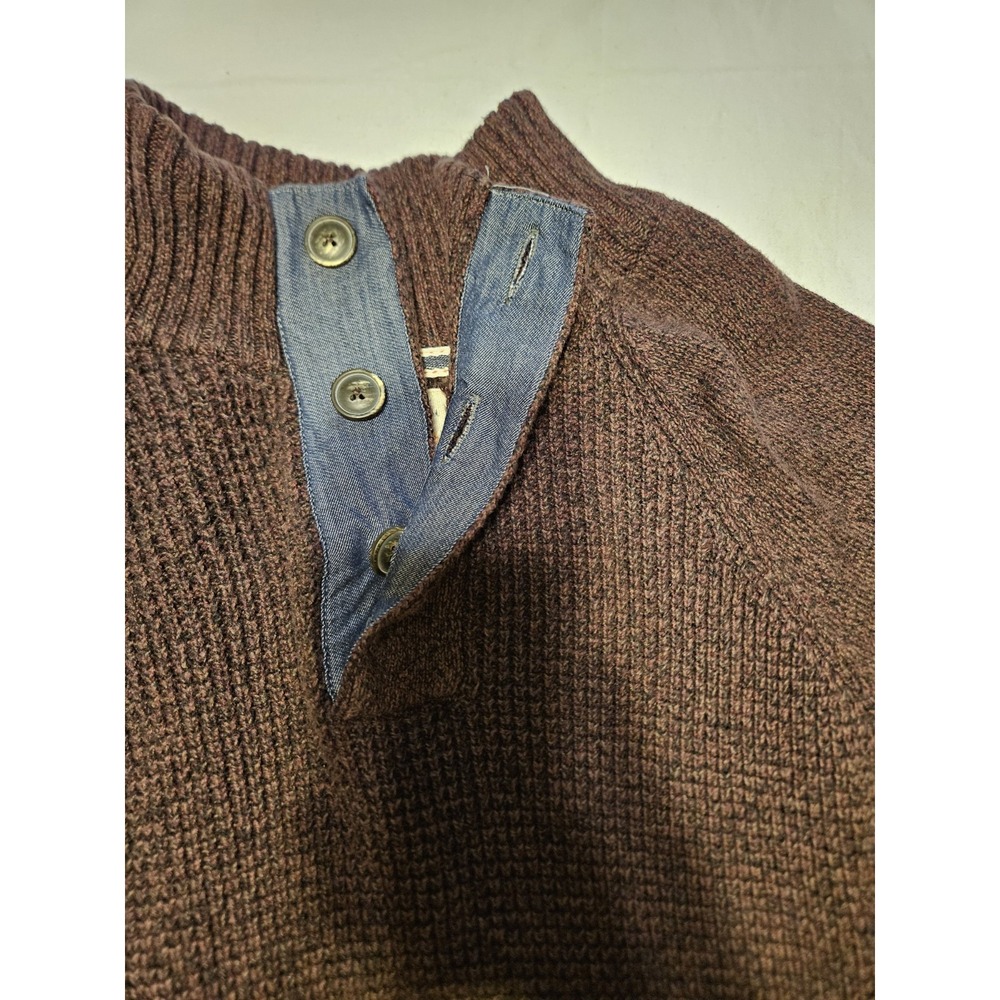 Weatherproof Vintage Small Brown Knit Pullover Sweater 3 Button Mock Neck - Picture 4 of 7